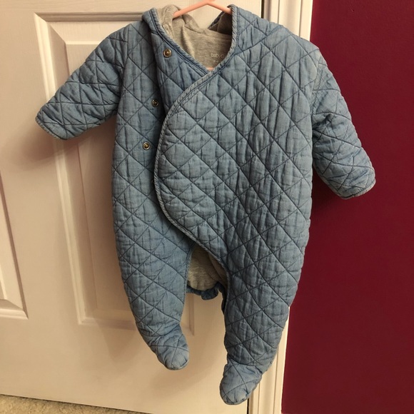 Baby Quilted Chambray Bear One-piece Suit - Picture 4 of 4